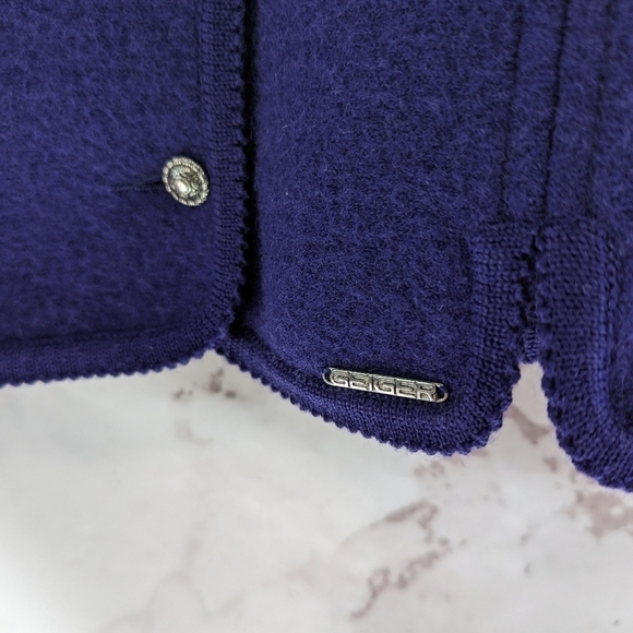 Geiger Jacket Women Medium 40 Purple Boiled Wool Button Crop Retro Vintage - Picture 10 of 13